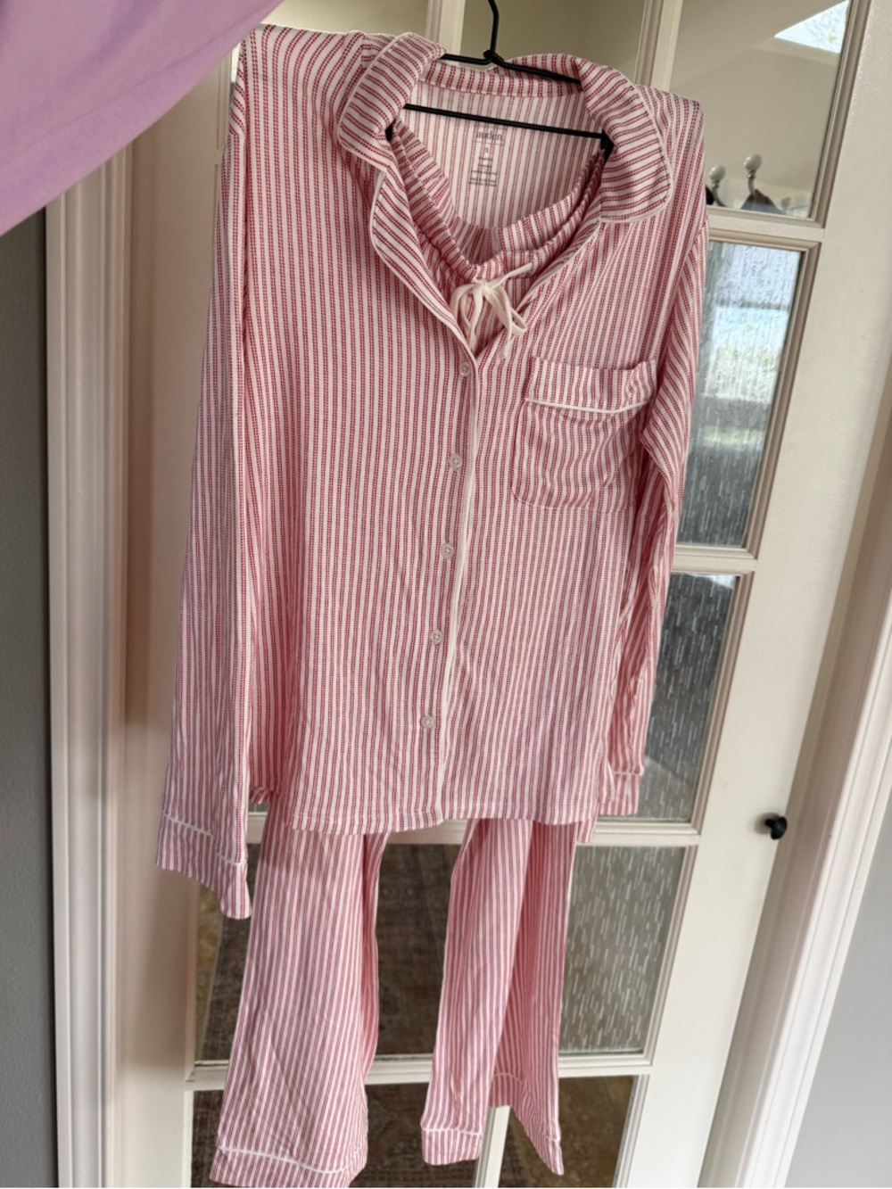 Auden Red & White Striped Button-Front Pajama Set